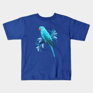 Blue Indian Ringneck Parrot Kids T-Shirt